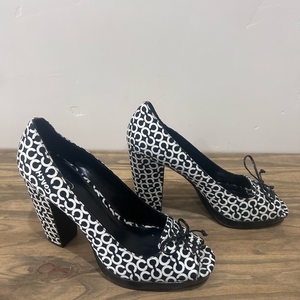 Coach Corey Monogram Black and White Women's Heels